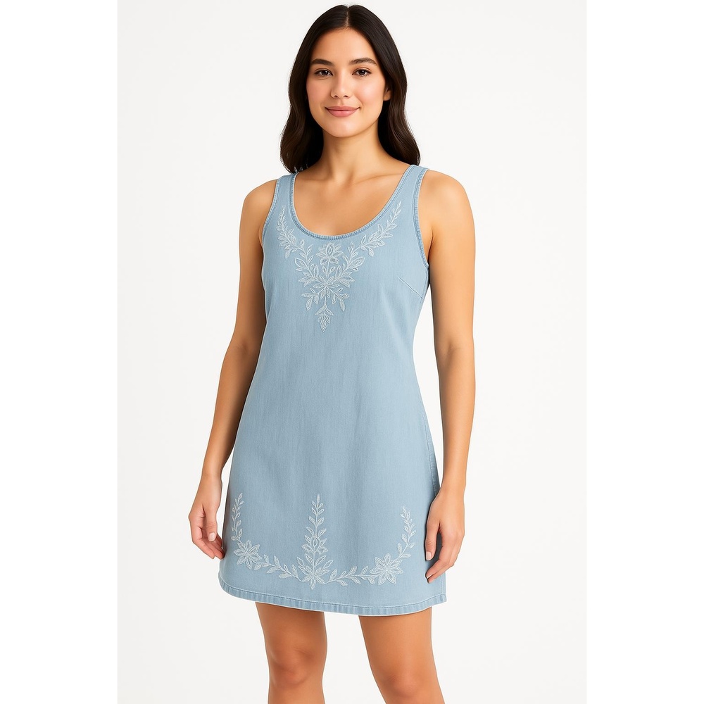 Maurices Blue Womens‎ Embroidered Scoop Neck Sleeveless Mini Dress Medium